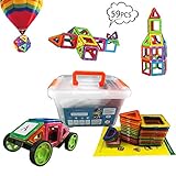 NEW EYES Magnetic Blocks Magnetic Tile 59 PCS Set Magnet Building Blocks Creative Construction Fun Magnetic Tiles Kit for Toddlers Educational Toys for Kids Boys and Girls.