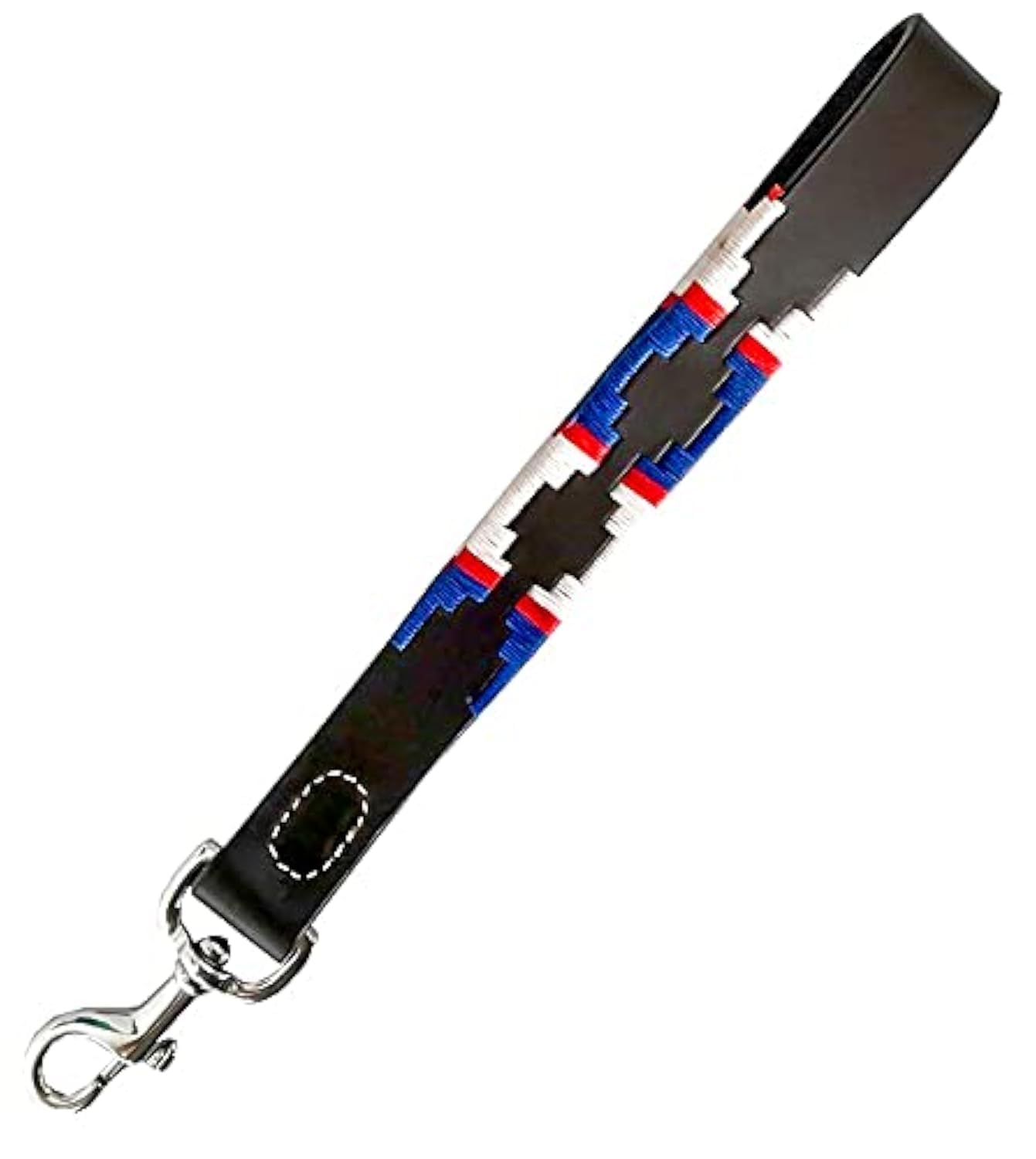 Carlos Diaz Genuine Leather Waxed Embroidered Polo Dog Leash Walking Training Short Traffic Lead With Looped Handle