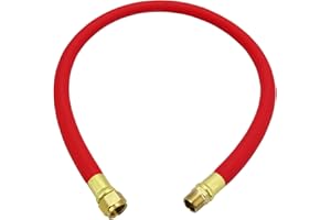 Milton 2780-3LH Air Leader Hose, 1/2" x 3 ft. Rubber Hose - 1/2" NPT Brass Ends - 300 Max PSI , Orange