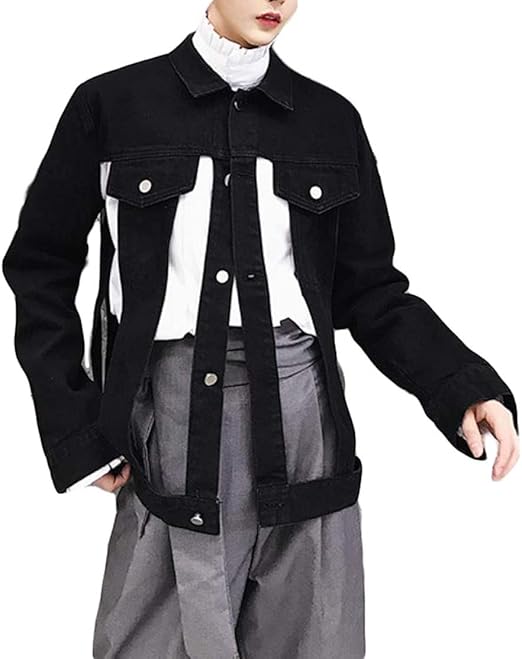 Amazon Beibang バイバン メンズ ジージャン ゆったり 長袖 デニムジャケット ダメージ加工 Gジャン Gジャン 秋服 アウター ストリート ダンス ファッション コート ジャケット 通販