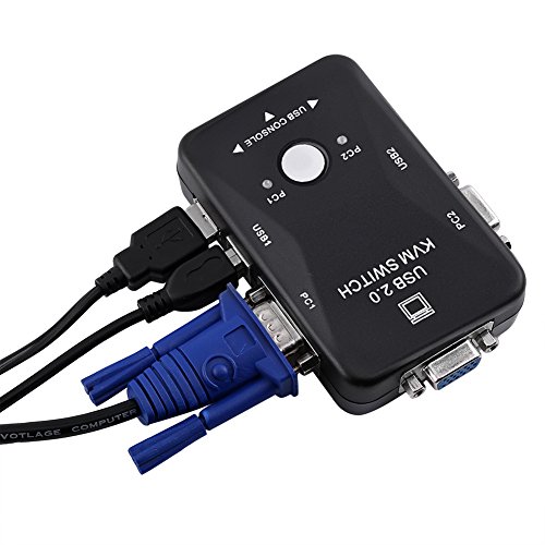 2 Port USB VGA KVM Switch Box1920 x 1440 Maximum Resolution Out Manual Switcher Supplied with 2 KVM Cables for Connecting to PC Plug and Play - Thumbnail 3