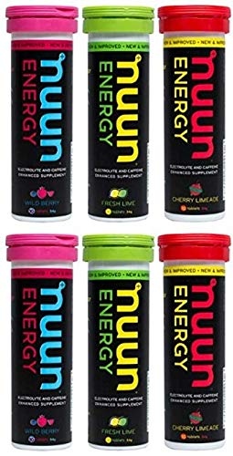 Nuun Energy Hydration Tablets -Cherry Limeaide, Lemon Lime, & Wild Berry (10 Tabs Each) (Variety Pack (6 ct))
