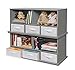 Badger Basket Stackable Toy Storage Organizer - 5-Shelf Modular Unit with 3 Removable Fabric Bins, Solid Panel Construction, Expandable Design for Toys and Crafts - Gray