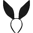 FRCOLOR Black Bunny Ear Headband Polyester Satin Halloween Rabbit Ears Hair Bandfor Party, Halloween, Cosplay, Costume Accessory