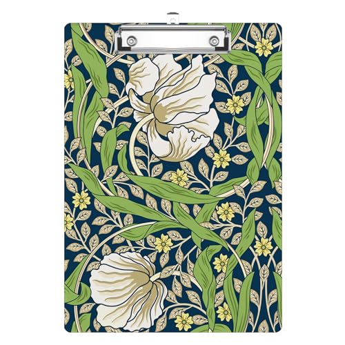 Vintage White Flowers Green Foliage Clipboard Decorative Clip Board with Metal Clip A4 Standard Size 12.5" X 8.7" for Teacher Students Nurses Office at Amazon