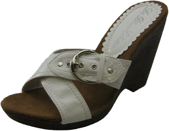 white slide wedge sandals