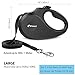 Peteast Retractable Dog Leash, 360° Tangle-Free, Heavy Duty Up to 110lbs Pets, 16ft Strong Reflective Nylon Tape with Waste Bag Dispenser, One-Handed Brake/Pause/Lock, L