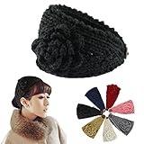 Voberry® Women Crochet Headband Knit Hairband Flower Winter Ear Warmer Headwrap (Black)