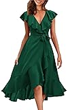 PRETTYGARDEN Women's Summer V Neck Ruffle Cross Tie