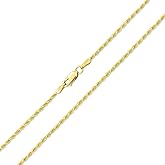 Bling Jewelry Unisex Solid Strong Yellow 14K Gold Twist Cable Rope Chain Necklace For Men Women Nickel-Free 2MM 16 18 20 22 24 Inch