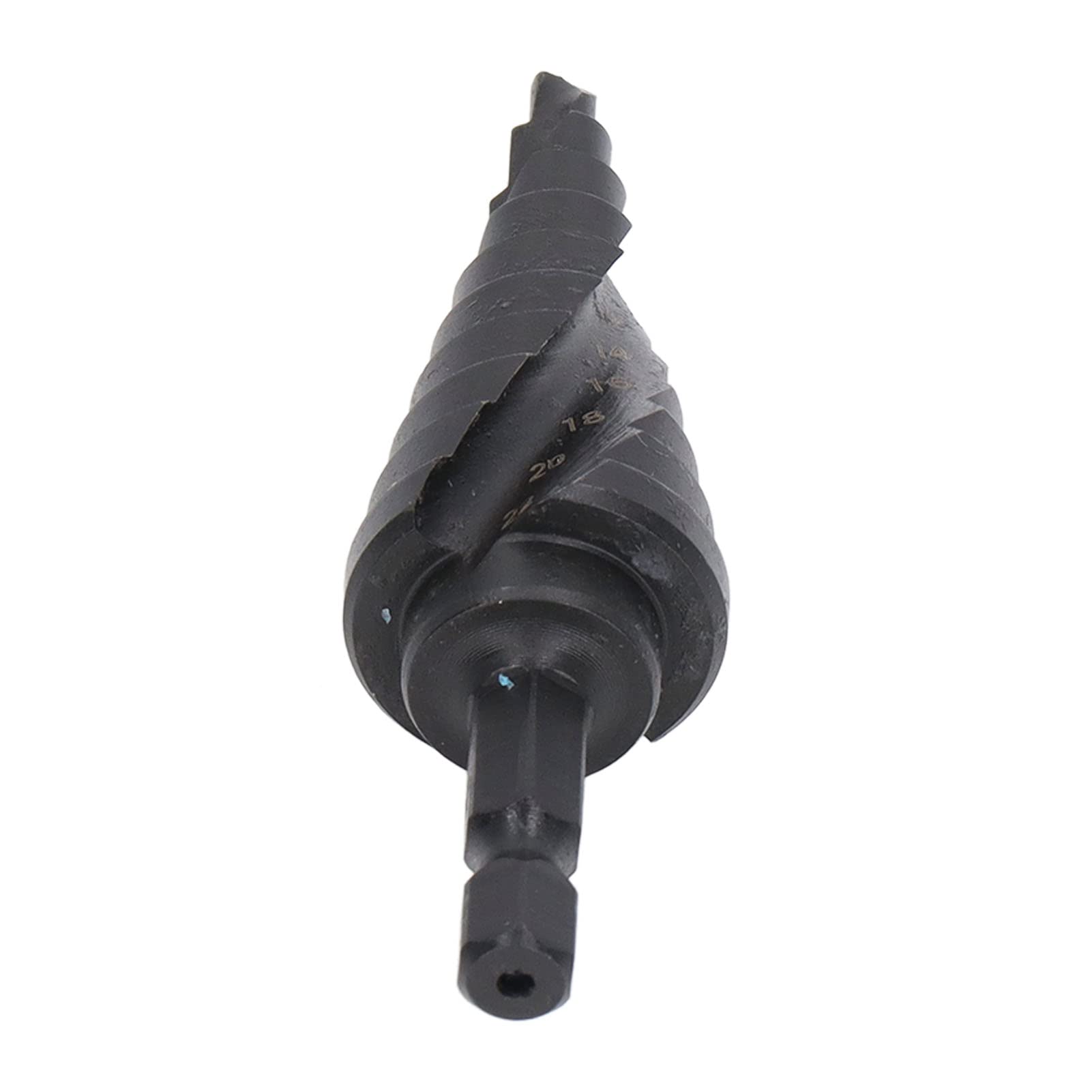Kadimendium Step Drill Bit HSS Spiral Groove Pagoda Hole Reamer Pagoda Drill Cone Drill Bits Black Hex Shank Tool for Metal, Plastic, Aluminum, Wood(10 Steps(4‑22mm))