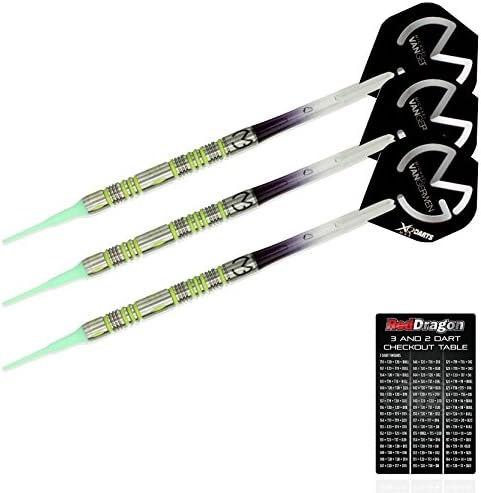 XQ Darts Michael Van Gerwen MVG Mighty Generation 18g - 90% Tungsten Steel Soft Tip Darts with MVG Flights, Shafts & Red Dragon Checkout Card