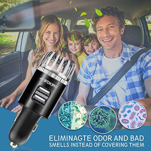 4WDKING Car Air Purifier Ionizer, 12V Plug-in Car Air Freshener Gadgets with Dual USB Charger Removes Cigarette Smoke… - Image 6