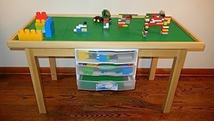Amazon Com Lego Compatible Natural Play Table With 3