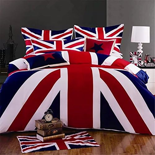 Auvo Bedding Set, UK/US Flag American United Kingdom Duvet Covet Set (Twin, UK Flag)