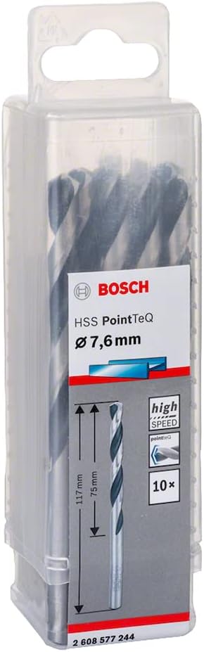 Bosch PointTeQ HSS Twist Drill Bit 7.6 mm 75 mm 117 mm 10 pcs