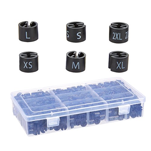Pack of 450 Hanger Size Markers - Assorted Clip Hanger Marker Tags with Storage Box for Garment Size Identifying and Organizing, Black Pack of 450 Hanger Size Markers - Assorted Clip Hanger Marker Tags with Storage Box for Garment Size Identifying and Organizing, Black