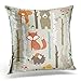 Emvency Throw Pillow Covers Forest Cute Fox Bear Bunny Elk Hedgehog Birds Mushrooms Trees Decor Pillowcases Polyester 16 X 16 Inch Square Hidden Zipper Home Cushion Decorative Pillowcase