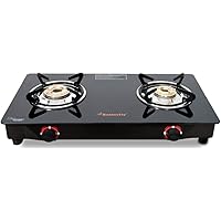 Butterfly Smart Glass 2 Burner Gas Stove, Black