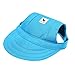 Dog Hat Pet Baseball Cap/ Dogs Sport Hat / Visor Cap with Ear Holes and Chin Strap for Small Dogs (Size S, Blue) By Happy Hours