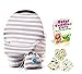 Clearance! Stretchy Infant Baby Car Seat Covers Canopy And Nursing Cover Multi-Use 4-1 Breastfeeding | GIFT BONUS Set 3 Bandana Drool Bibs | Multi-Use Stretchy Nursing Cover, Gray And White Colors