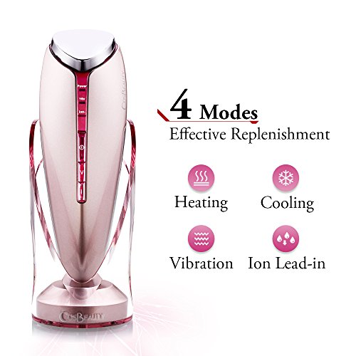 CosBeauty Anion Skin Refreshing Device, Skin Firming & Lifting Device, Heating and Cooling Vibration Ion Beauty Facial Massager, Waterproof Skin Care Beauty System (pink)