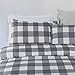 Vaulia Lightweight Microfiber Duvet Cover Set, Grid Pattern Design, Grey Color - Queen