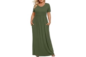 LONGYUAN Women's Plus Size Maxi Dresses for Curvy Women Summer Short Sleeve Casual 2025 Long Dress XL-6XL