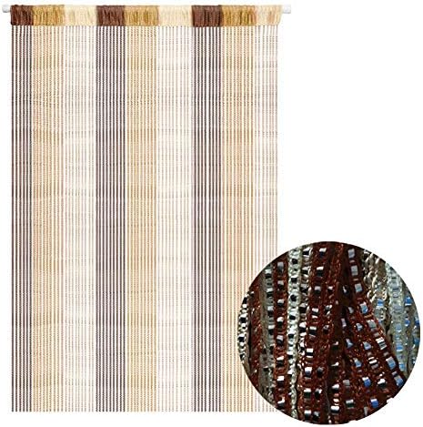 QINGYUN Door String Curtain Panel Room Divider Cute Strip Tassel for Wedding Coffee House Restaurant Parts Flat Silver RibbonThread Glitter String Curtain Panel (100x200cm)