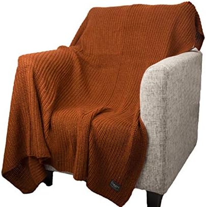 Battilo Super Soft Retro Elegant Wool Knit Rust Red Throw Sleeping Cover Blanket Rug for Kids or Adults Bedroom Sofa/Bed/Couch/Car/Quilt Living Room/Office, 55" x 73"