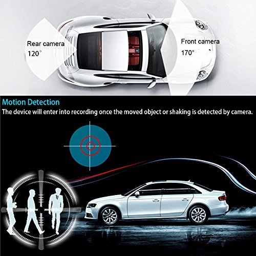 4.3 Inch Dual Lens Car Camera, Dash Cam Car Recorder with 170° Wide Angle Lens, HD 1080P Driving Recorder with Parking Monitor, G-Sensor & Motion Detection(Include 8G Micro SD Card)