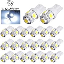 YITAMOTOR 20 PCS T10 Wedge 5-SMD 5050 Cool White LED Light bulbs W5W 2825 158 192 168 194