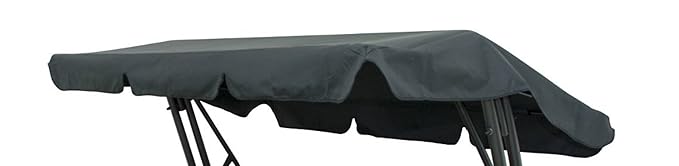 Doppler Sonnendach für Hollywoodschaukel, absolut wasserdicht, ca 215 x 120 cm in anthrazit mit Volant, Monte Carlo, Waterpro