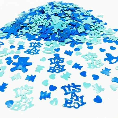 Gender Reveal Party Supplies Blue Confetti Sprinkles for Funny Baby Shower Pinata Party Decoration-“It’s A Boy” Bear Horse Heart 1.5OZ