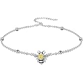 PELOVNY Bee Bracelet 925 Sterling Silver Sunflower Bracelet & Anklet Bee Jewelry Christmas Birthday Graduation Gifts for Women Mom Grandma Wife Her