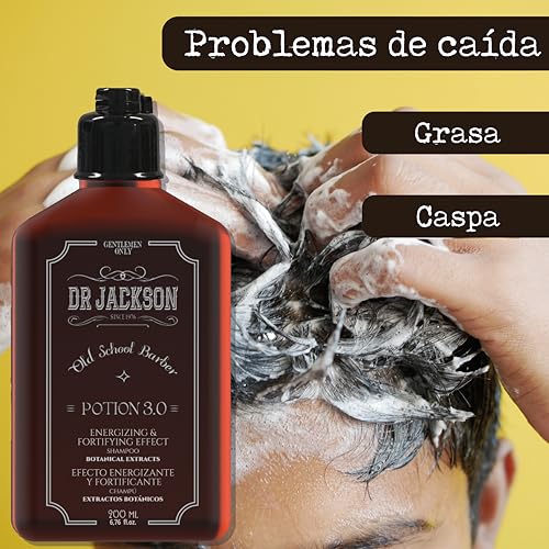DR. JACKSON Men's Shampoo 200 ml Daily Use 3 in 1 Anti-Dandruff Shampoo, Oily Hair Shampoo and Beard Shampoo Man with Hair Conditioner Effect. Shampoo without Sulfates or Parabens Revitalizing.