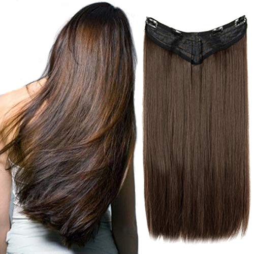 V-Shaped Hair Extensions One Piece U part Synthetic Straight Curly Wave Clips in Hairpiece