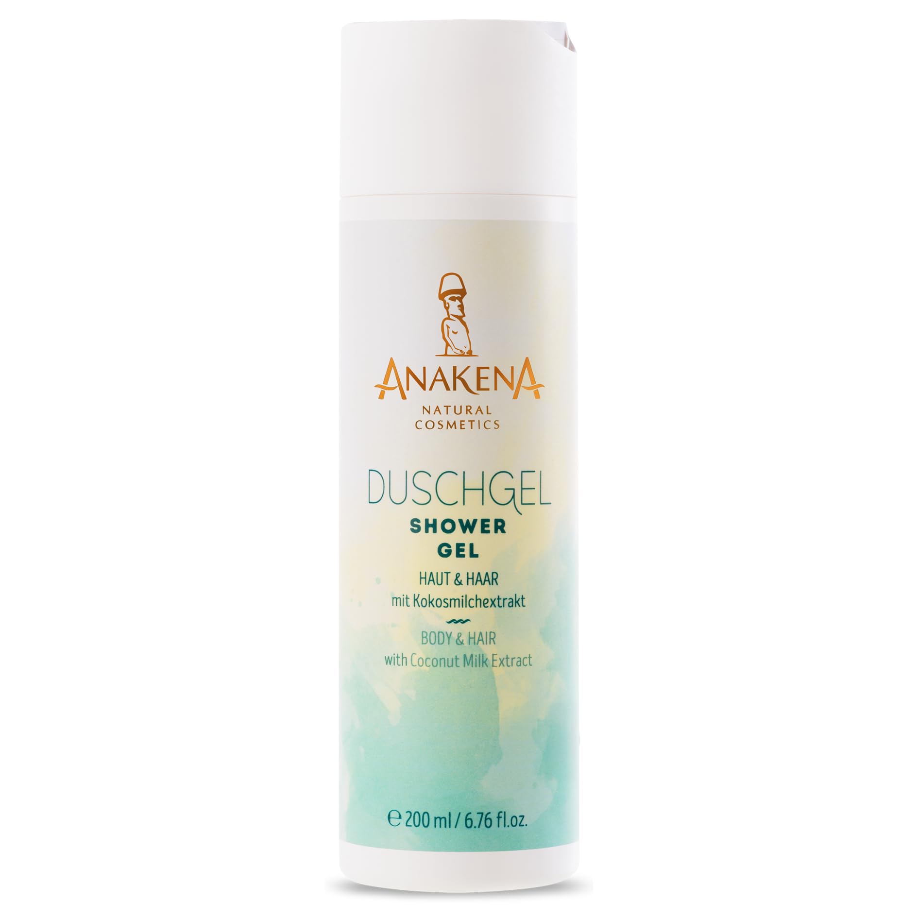 ANAKENA Natural Cosmetics - Shower gel body & hair, tropical scent, with coconut milk extract, vegan, without microplastics, 200 ml, women & men