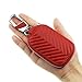 KUMEED Car Key Chain Bag Genuine Leather Smart Keychain Coin Holder Case Cover Pouch Remote Key Fob Bag Keyring Wallet Zipper Case Red