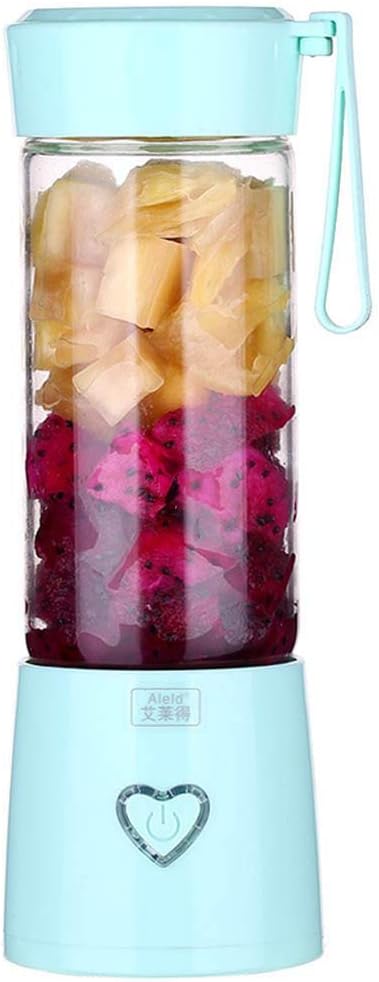 LLguz Electric Juicer Cup Orange Juice Blender Mixer USB Rechargeable Squeezer For Travel Fruit Lemon Watermelon Juicing,304 Stainless Steel Blade,Unique Carrying Rope Design,450ML