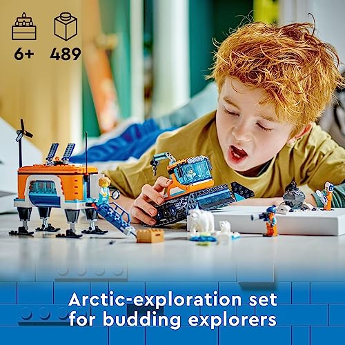LEGO City Exploration Arctic Explorer Truck and Mobile Lab 60378 Building Set for Ages 6+ with a Tracked Vehicle, Laboratory on Skis, Meteorite, Snow Landscape, 4 Minifigures and 3 Polar Bear Figures