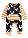 Newest Baby Boys Deer Striped Bodysuit Romper Sleepwear Outfits Costume (6-12 months, stripe)