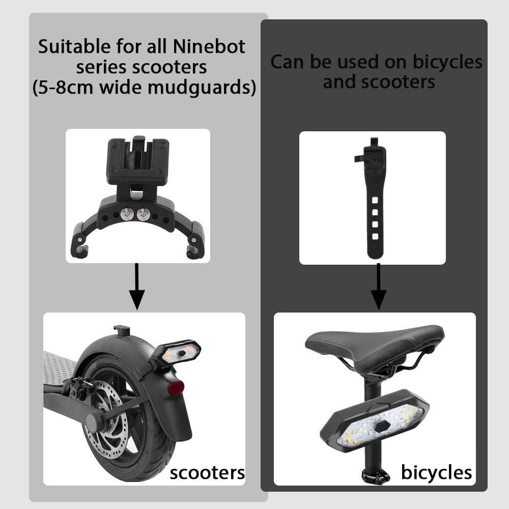 RUISHIKA E Scooter Turn Signal,Remote Control E Scooter LED Blinker/Tail Light Compatible with Max G30/Ninebot/Segway XIAOMI M365/Pro2/1S Series , Adjustable Direction Turn Signal Rechargeable