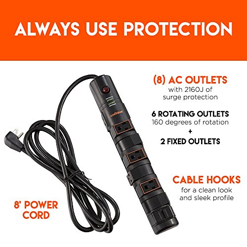 ECHOGEAR-8-Outlet-Rotating-Plug-Surge-Protector-With-Built-In-Cable-Management-Flat-Plug-Fireproof-Technology-2160-Joules-of-Surge-Protection-Expand-Your-Outlet-Capacity-Keep-Your-Gear-Safe