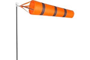 MBAIYO 31.5" Wind Sock for Outside Heavy Duty, Wind Socks with Reflective Belt Oxford Cloth Windsock Waterproof Rip-Stop Windsocks Outdoor for Airport Farm Park Yard(Orange Grey)