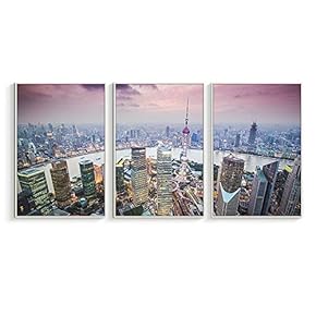 Framed Canvas Wall Art for Living Room, Bedroom Modern City View Canvas Prints for Home Decoration Ready to Hanging - 16"x24"x3 Panels