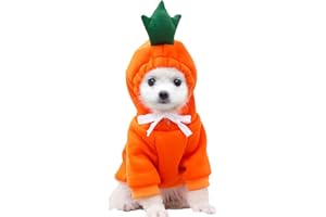 XIAOYU Pet Clothes Dog Hoodies Warm Sweatshirt Coat Puppy Autumn Winter Apparel Jumpsuit with Fruit Hood, Carrot, L