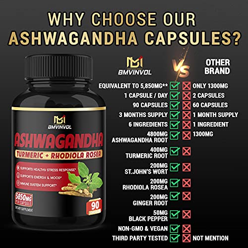 Ashwagandha Capsules 5850 mg Mood & Energy Support Supplement with