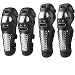 Qumilo 2nd Generation Alloy Steel Elbow Guard Flexible Breathable Adjustable Knee Shin Armor Protector with Mocrofiber Cleaning Towel for Bikers and Riders