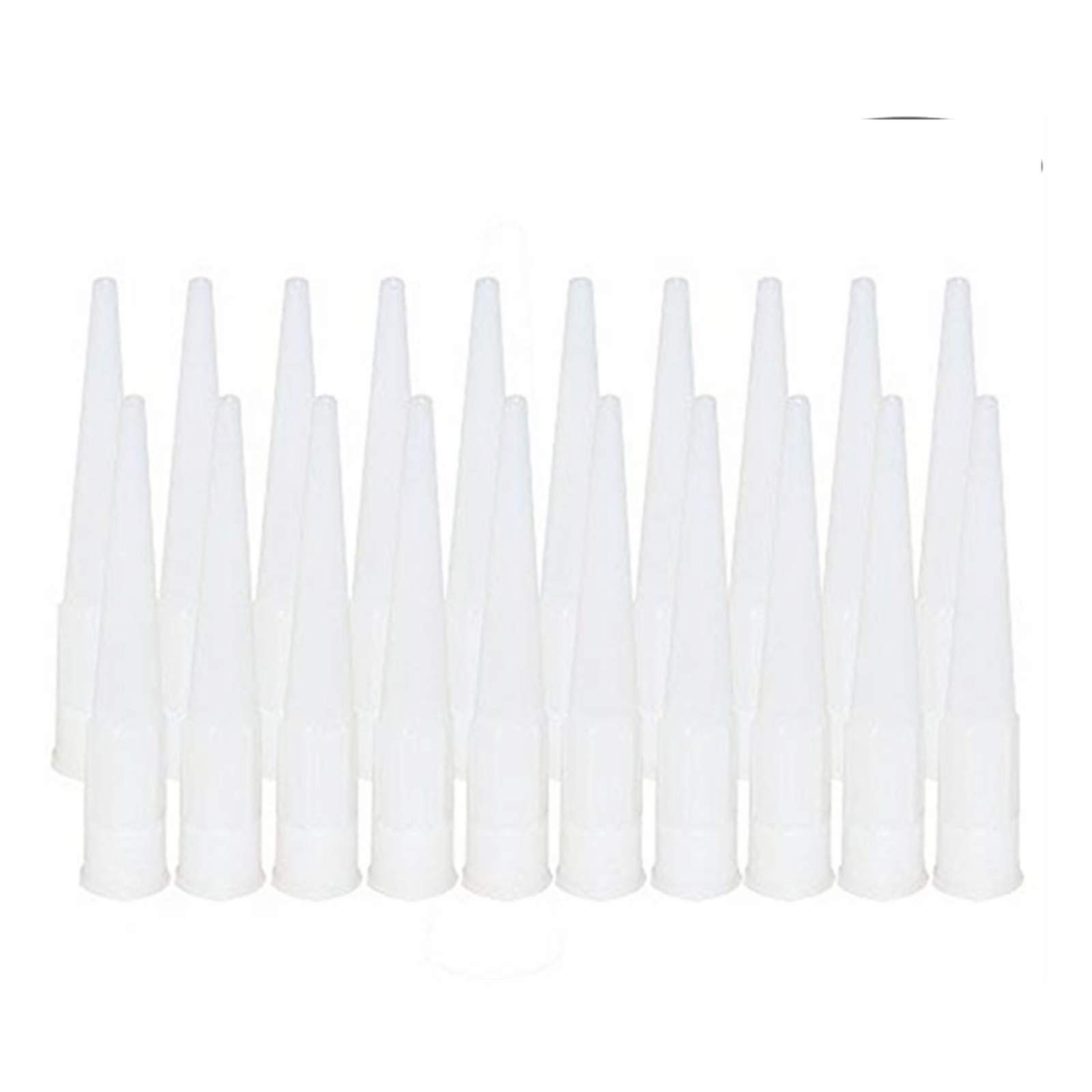 PPX Silicone Nozzles 20 Pack, Screw-On Caulking Gun Nozzles, White Plastic, Extension Tools